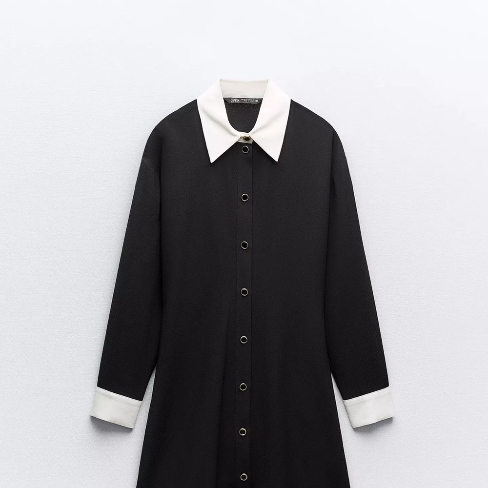 Black and White Button-Up Dress